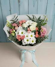 Букет цветов из:  Розы, Лизиантусы и Хризантемы в Тургенево