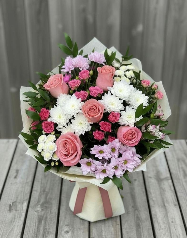 Букет цветов из: Альстромерии, Гвоздики, Розы и Хризантемы в Тургенево