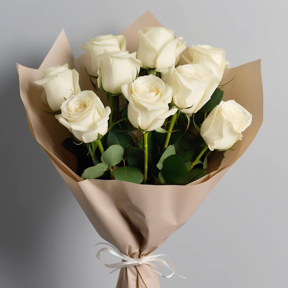 Букет 9 Белых роз Эдлесс Лав в Тургенево