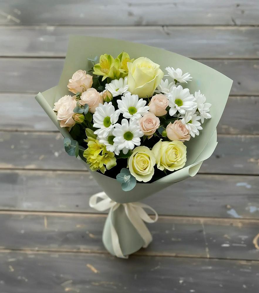 Букет цветов из: Альстромерии, Розы и Хризантемы в Тургенево