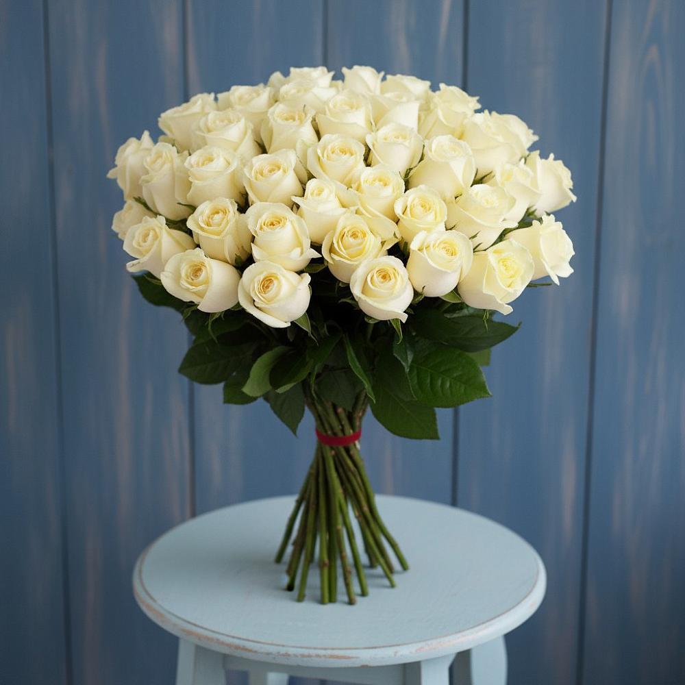 Букет 51 Белая роза Эдлесс Лав в Тургенево