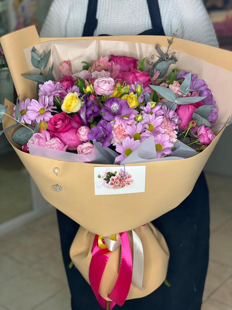 Букет цветов из: Хризантемы, Гвоздики и Альстромерии в Тургенево