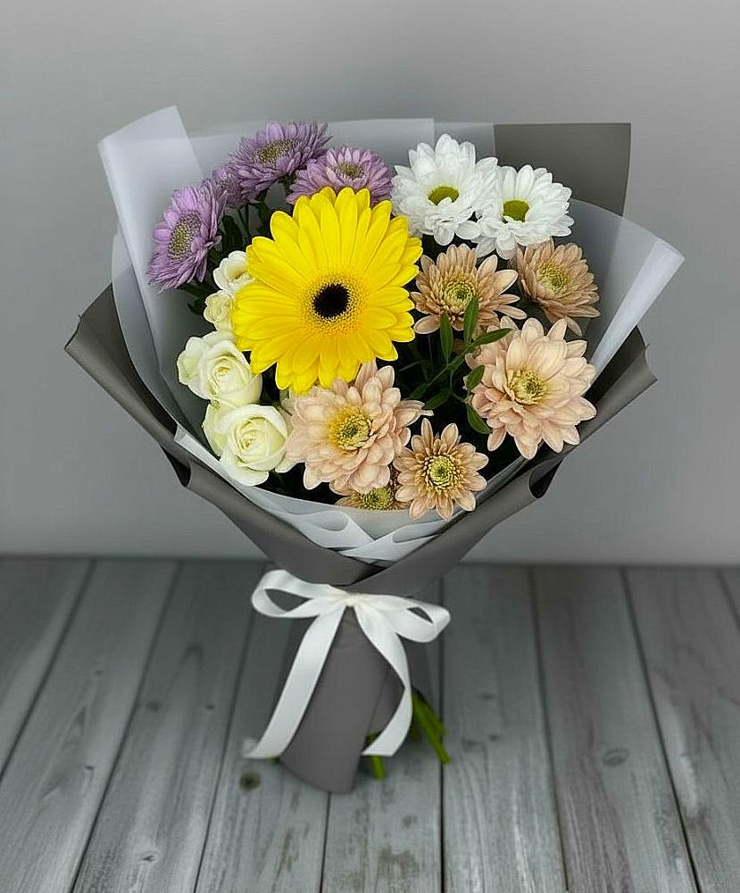 Букет цветов из: Розы, Герберы и Хризантемы в Тургенево