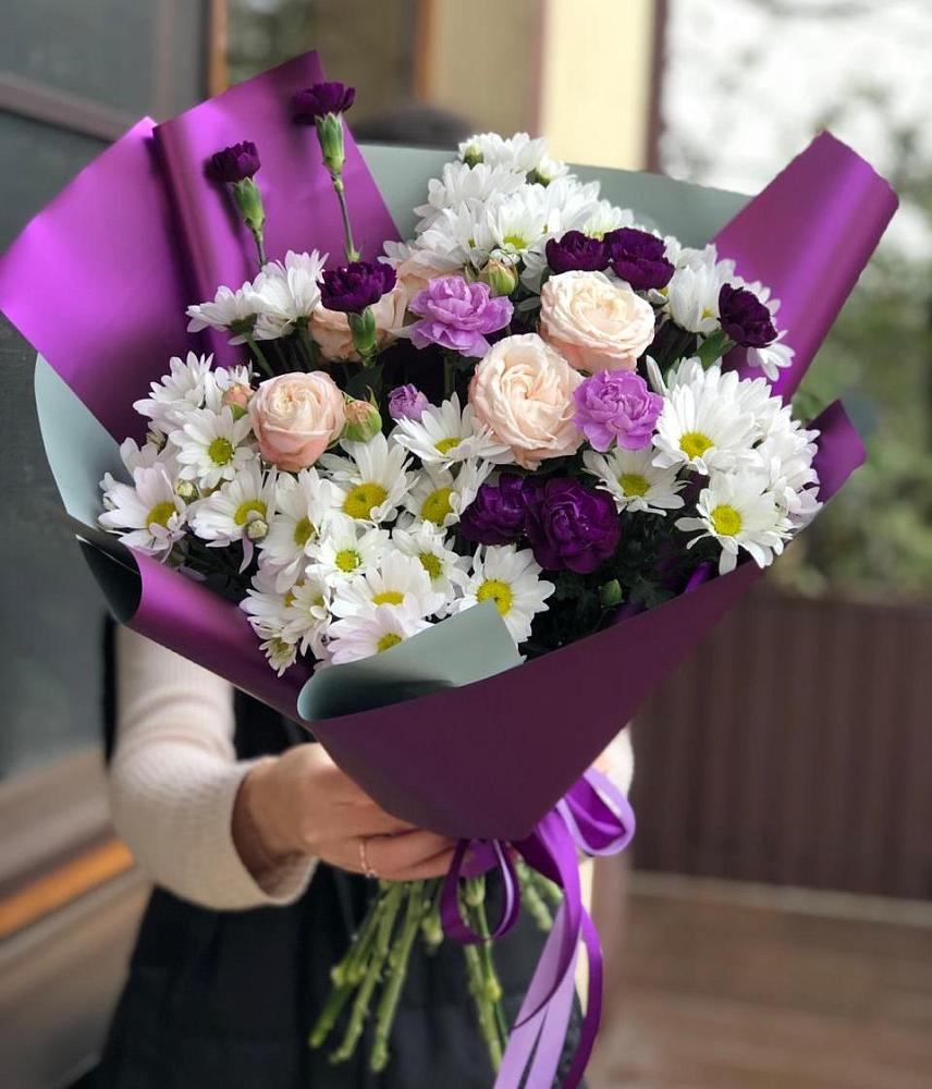 Букет цветов из: Хризантемы, Гвоздики и Розы в Тургенево