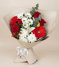 Букет цветов из:  Розы, Хризантемы, Герберы и Лилии в Тургенево