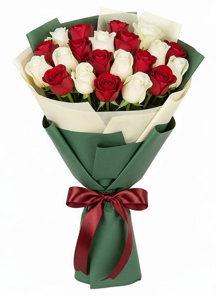 Букет Микс из красных и белых роз в Тургенево