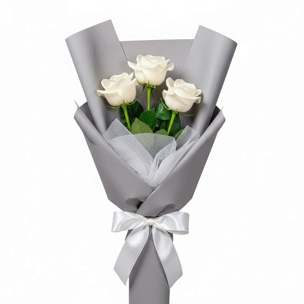 Букет 3 белые розы в Тургенево