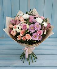 Букет цветов из:  Хризантемы, Розы и Альстромерии в Тургенево