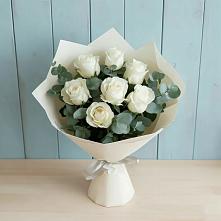 Букет Белые розы в Эвкалипте в Тургенево