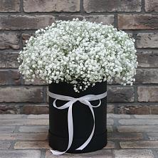 Цветочная композиция из Гипсофила в шляпной коробке в Тургенево